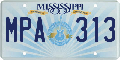 MS license plate MPA313