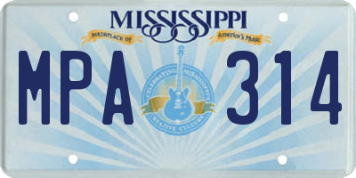 MS license plate MPA314