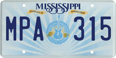 MS license plate MPA315