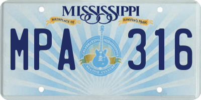 MS license plate MPA316