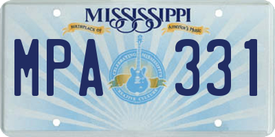 MS license plate MPA331