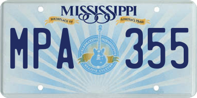 MS license plate MPA355