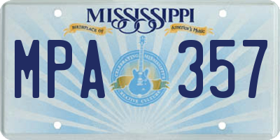 MS license plate MPA357