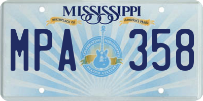 MS license plate MPA358