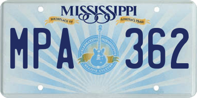 MS license plate MPA362