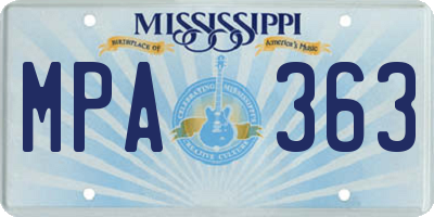 MS license plate MPA363
