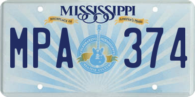 MS license plate MPA374