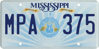 MS license plate MPA375