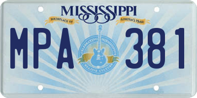 MS license plate MPA381