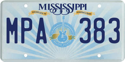 MS license plate MPA383