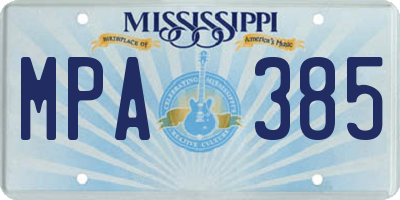 MS license plate MPA385
