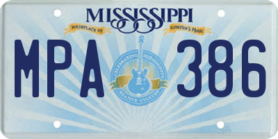 MS license plate MPA386