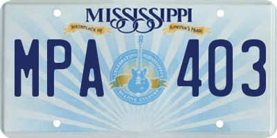 MS license plate MPA403