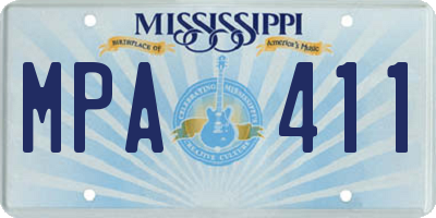 MS license plate MPA411