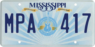 MS license plate MPA417
