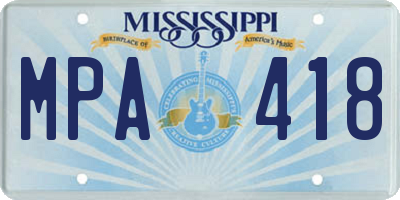 MS license plate MPA418