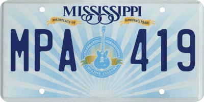 MS license plate MPA419