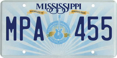 MS license plate MPA455