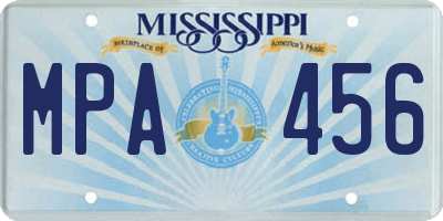 MS license plate MPA456