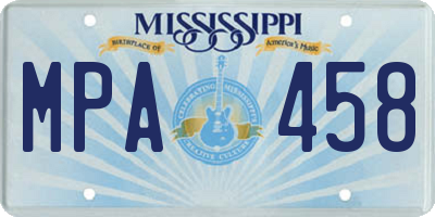 MS license plate MPA458