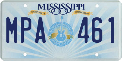 MS license plate MPA461