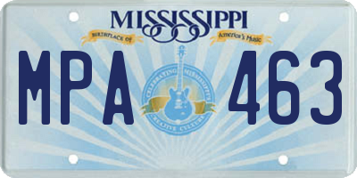 MS license plate MPA463