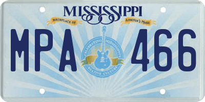 MS license plate MPA466