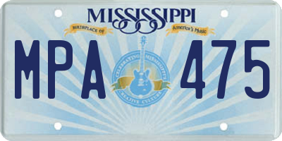 MS license plate MPA475