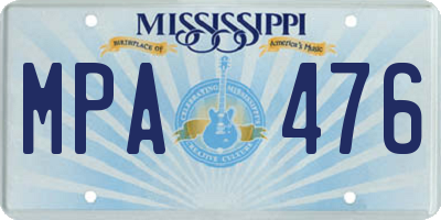 MS license plate MPA476