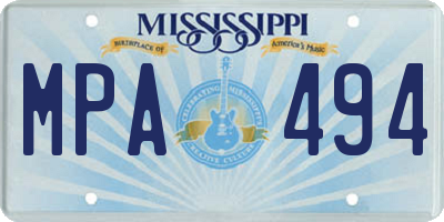 MS license plate MPA494