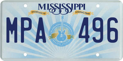 MS license plate MPA496