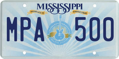 MS license plate MPA500