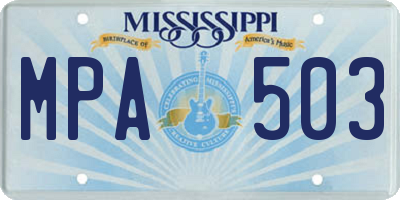 MS license plate MPA503
