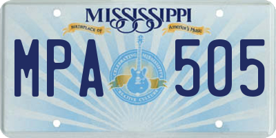 MS license plate MPA505
