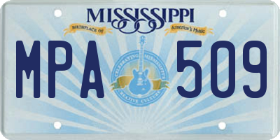 MS license plate MPA509