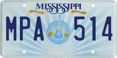 MS license plate MPA514