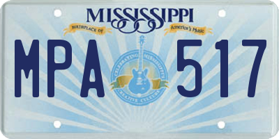 MS license plate MPA517
