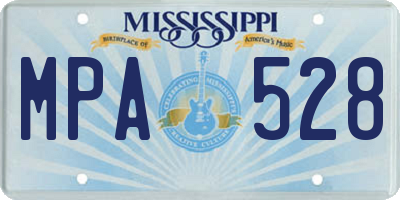 MS license plate MPA528