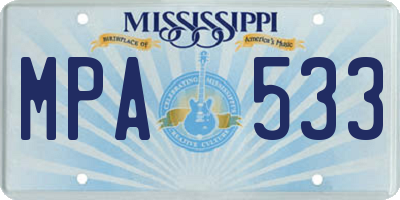 MS license plate MPA533