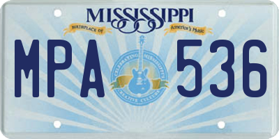 MS license plate MPA536