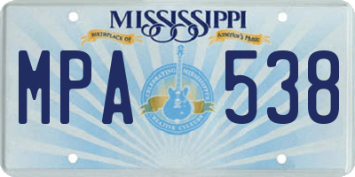 MS license plate MPA538