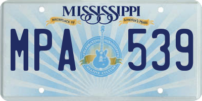 MS license plate MPA539