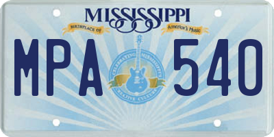 MS license plate MPA540
