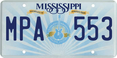 MS license plate MPA553