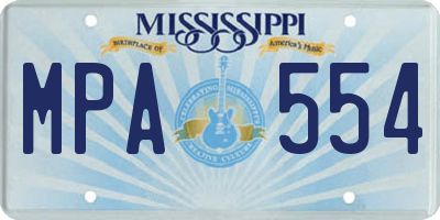 MS license plate MPA554