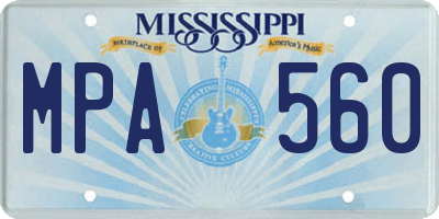 MS license plate MPA560