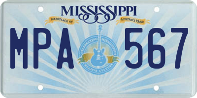 MS license plate MPA567