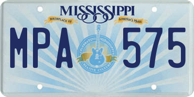 MS license plate MPA575