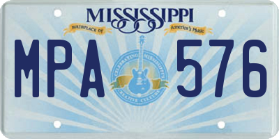 MS license plate MPA576