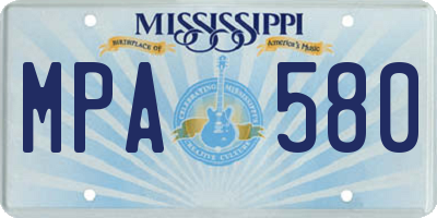 MS license plate MPA580